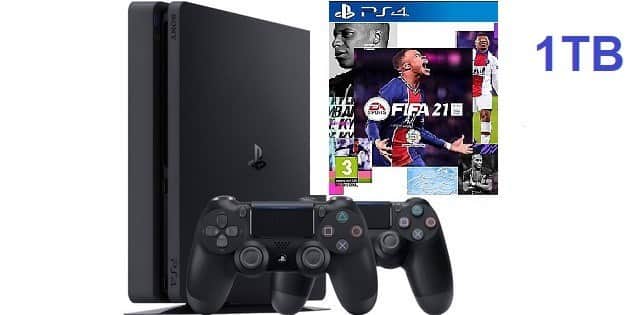 פלייסטיישן 4 כולל שני שלטים ומשחק FIFA 21