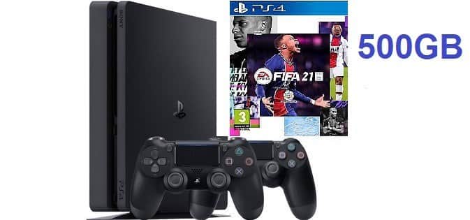 פלייסטיישן 4 כולל שני שלטים ומשחק FIFA 21