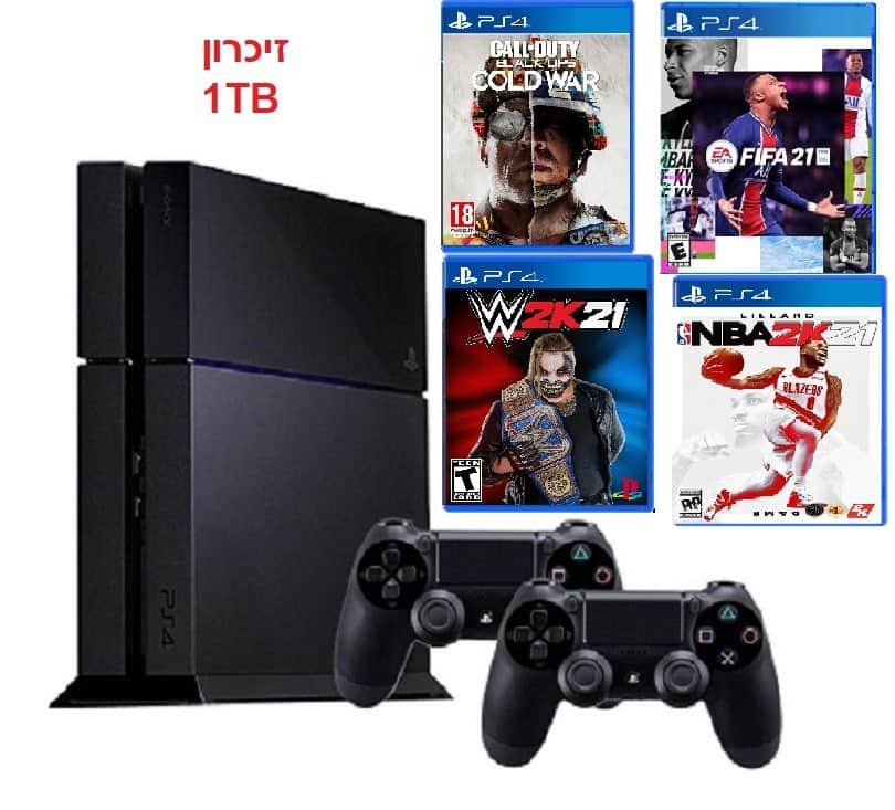 פלייסטיישן 4 כולל שני שלטים ומשחק לבחירה זיכרון 500GB