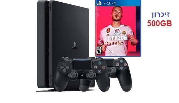 פלייסטיישן 4 כולל שני שלטים ומשחק FIFA 2020