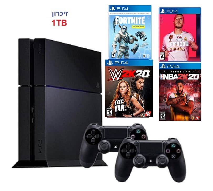 פלייסטיישן 4 כולל שני שלטים ומשחק לבחירה זיכרון 1TB