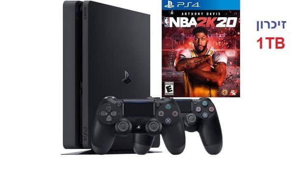 פלייסטיישן 4 כולל שני שלטים ומשחק NBA 2K20